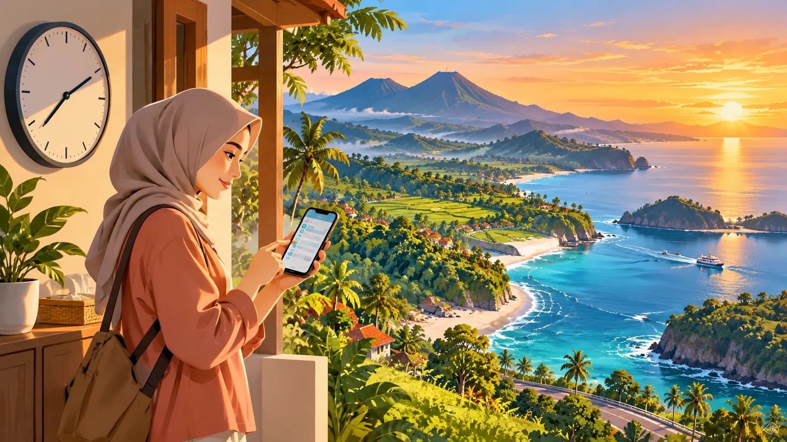 Ilustrasi cek jam operasional Apotek BPJS Banyuwangi melalui peta dan checklist sebelum datang