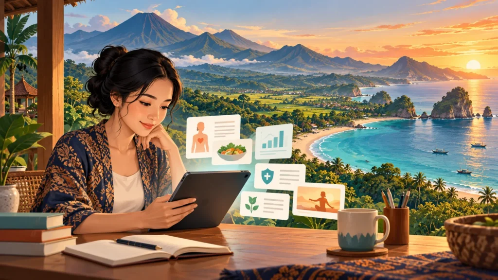 Ilustrasi membaca artikel informasi JKN dan PRB di Banyuwangi